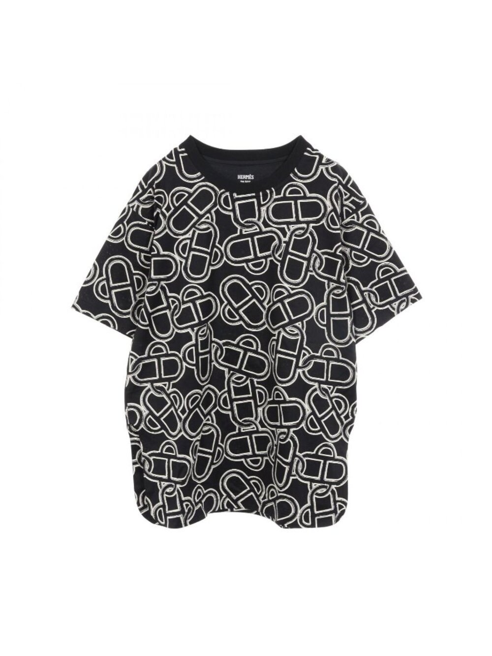 Hermes Short Sleeve T-Shirt Maxi Maillon Equestre Black Cotton